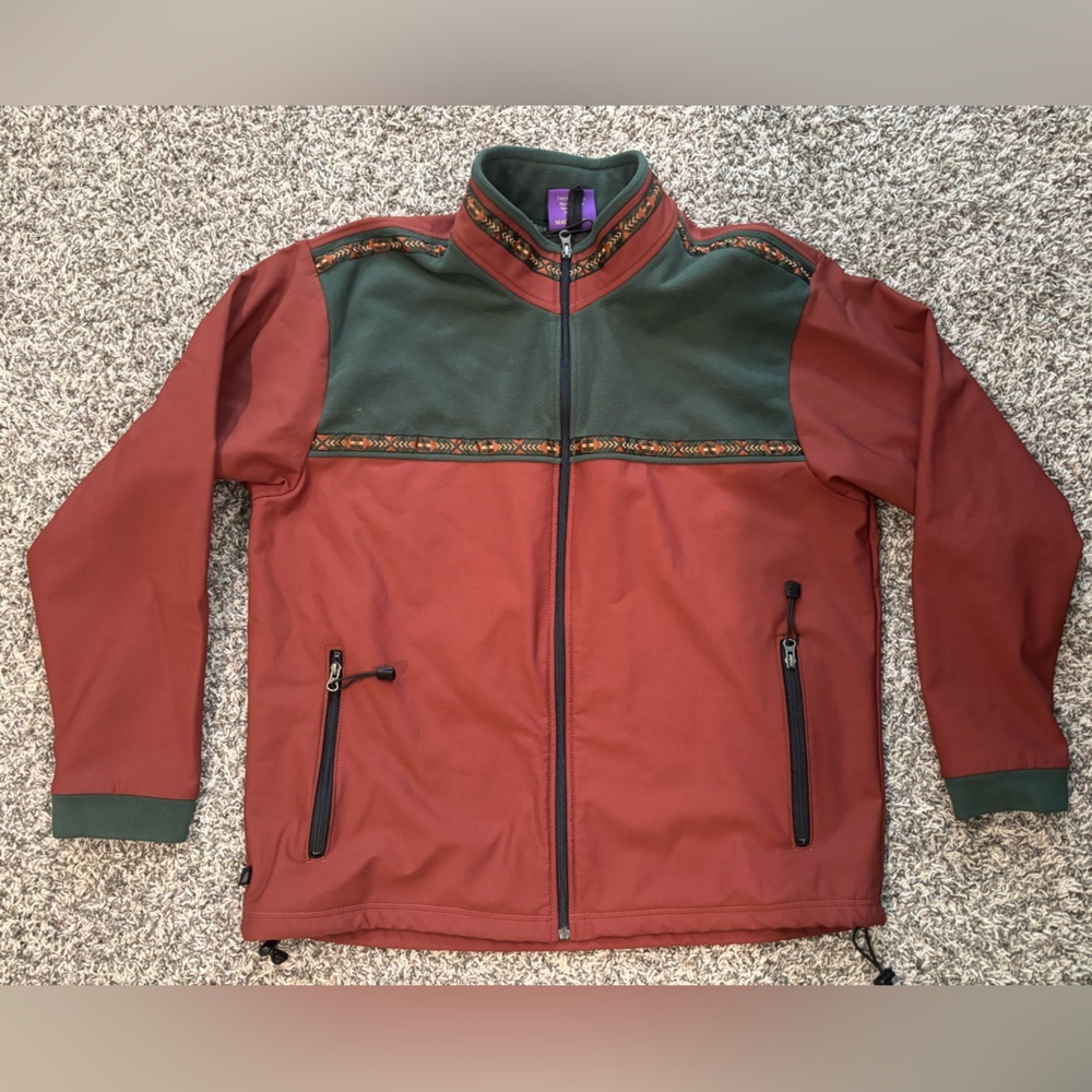 Copper River Fleece Men's Rust and Green Jacket Size XL - Picture 3 of 6